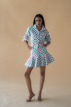 Load image into Gallery viewer, Geometric Print Fly Jacket and Short Skirt - Green/Pink