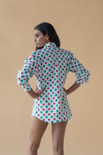 Load image into Gallery viewer, Shirt with Concealed Placket & Kimono Sleeve  - Green/Pink