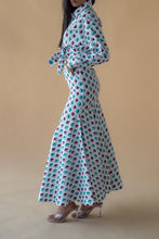 Load image into Gallery viewer, Shirt with Concealed Placket & Kimono Sleeve and Long Skirt - Light Blue/Maroon