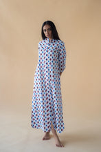 Load image into Gallery viewer, Geometric Print Shirt Dress - Blue/Maroon