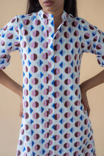 Load image into Gallery viewer, Geometric Print Shirt Dress - Blue/Maroon