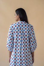 Load image into Gallery viewer, Geometric Print Shirt Dress - Blue/Maroon