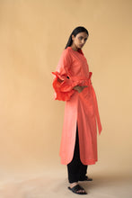 Load image into Gallery viewer, Lawn Coat with Frilled Sleeve in Pastel Orange Color