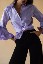 Load image into Gallery viewer, Lawn Shirt with Frilled Sleeve in Lilac Color