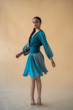Load image into Gallery viewer, Green and Blue Georgette Ombre Short Dress