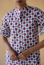 Load image into Gallery viewer, Geometric Print Shirt Dress - Purple