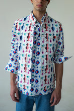 Load image into Gallery viewer, Blue Inclined Square Geometric Print