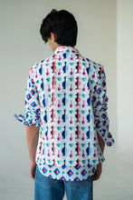 Load image into Gallery viewer, Blue Inclined Square Geometric Print