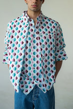Load image into Gallery viewer, Light Blue-Maroon Geometric Print Shirt
