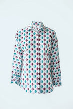 Load image into Gallery viewer, Shirt with Concealed Placket & Kimono Sleeve and Long Skirt - Light Blue/Maroon