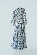 Load image into Gallery viewer, V Neck Long Dress in Geometric  Print - Green/Pink