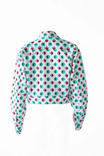Load image into Gallery viewer, Geometric Print Fly Jacket and Short Skirt - Green/Pink