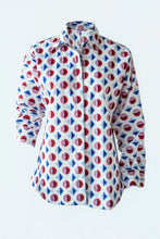 Load image into Gallery viewer, Shirt with Concealed Placket and Kimono Sleeve and Long Skirt - Red/Blue