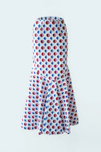 Load image into Gallery viewer, Shirt with Concealed Placket and Kimono Sleeve and Long Skirt - Red/Blue