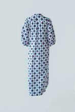 Load image into Gallery viewer, Geometric Print Shirt Dress - Blue Inclined Square