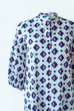 Load image into Gallery viewer, Geometric Print Shirt Dress - Blue Inclined Square