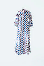 Load image into Gallery viewer, Geometric Print Shirt Dress - Blue/Maroon