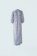 Load image into Gallery viewer, Geometric Print Shirt Dress - Blue/Maroon