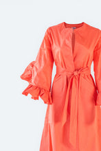 Load image into Gallery viewer, Lawn Coat with Frilled Sleeve in Pastel Orange Color