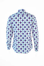 Load image into Gallery viewer, Blue Inclined Square Geometric Print