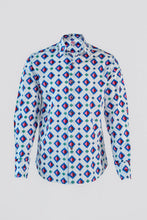 Load image into Gallery viewer, Blue Inclined Square Geometric Print
