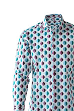 Load image into Gallery viewer, Light Blue-Maroon Geometric Print Shirt