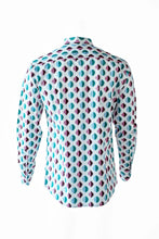 Load image into Gallery viewer, Light Blue-Maroon Geometric Print Shirt