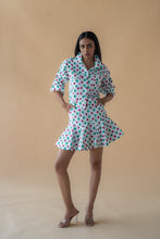 Load image into Gallery viewer, Geometric Print Fly Jacket and Short Skirt - Green/Pink
