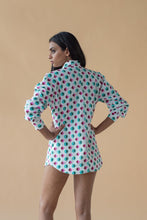 Load image into Gallery viewer, Shirt with Concealed Placket &amp; Kimono Sleeve  - Green/Pink

