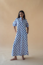 Load image into Gallery viewer, Geometric Print Shirt Dress - Blue Inclined Square
