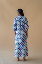 Load image into Gallery viewer, Geometric Print Shirt Dress - Blue Inclined Square

