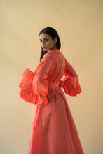 Load image into Gallery viewer, Lawn Coat with Frilled Sleeve in Pastel Orange Color
