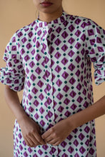 Load image into Gallery viewer, Geometric Print Shirt Dress - Purple
