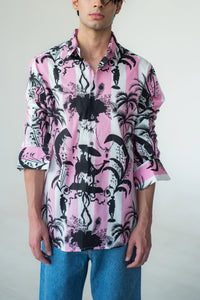 Pink Stripe Black Camel Print Shirt