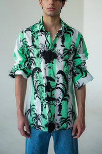 Green Stripe Black Camel Print Shirt