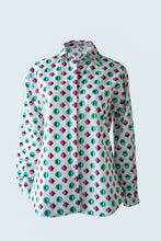 Load image into Gallery viewer, Shirt with Concealed Placket &amp; Kimono Sleeve  - Green/Pink
