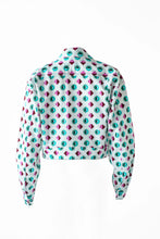 Load image into Gallery viewer, Geometric Print Fly Jacket and Short Skirt - Green/Pink
