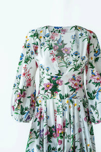 V Neck Long Dress in Flower Print