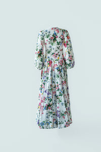 V Neck Long Dress in Flower Print