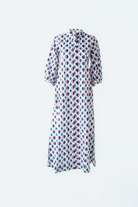 Geometric Print Shirt Dress - Blue/Maroon