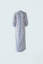 Load image into Gallery viewer, Geometric Print Shirt Dress - Blue/Maroon
