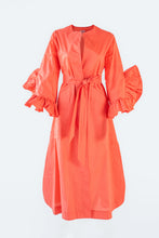 Load image into Gallery viewer, Lawn Coat with Frilled Sleeve in Pastel Orange Color
