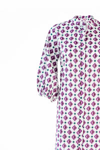 Geometric Print Shirt Dress - Purple