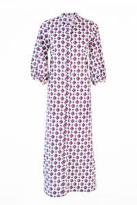 Geometric Print Shirt Dress - Purple