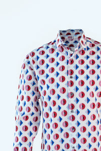 Geometric  Print  Shirt With Geometric  Print - Lt. Sleeveless Jacket