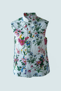Flower Print Sleeveless Jacket