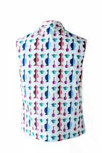 Vase Print Shirt With Vase Print Sleeveless Jacket