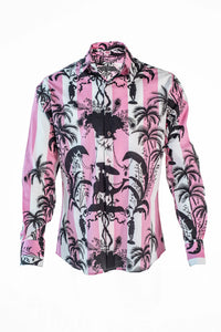 Pink Stripe Black Camel Print Shirt