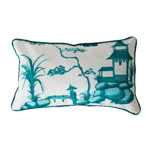 Chinese Print in Cotton Canvas Cushion Cover