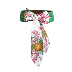 Green Belt with Ananas Print